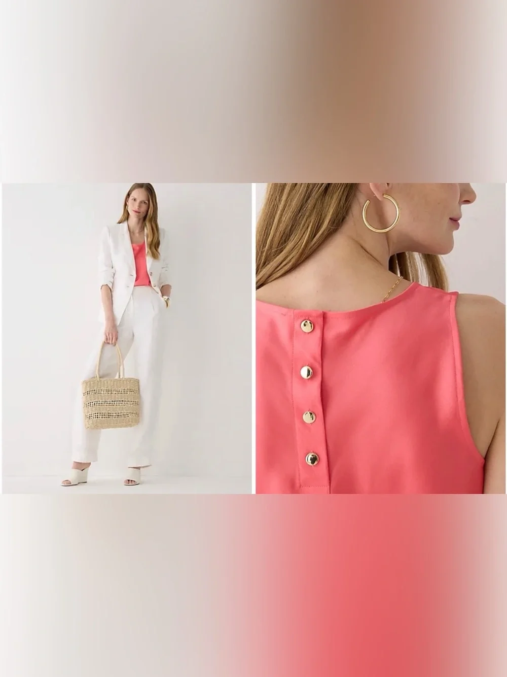 NEW J. Crew Sleeveless shell top in everyday crepe BP574 Brilliant Papaya XS $80